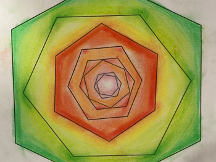 Rose graphic coloured with green, red and yellow