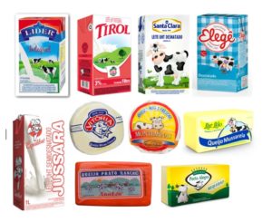 Food packaging found in Brazil, mainly milks and cheeses.