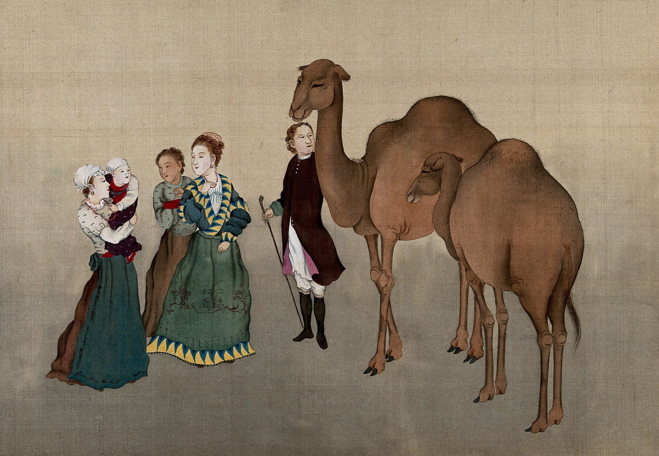 Nineteenth century painting of two camels