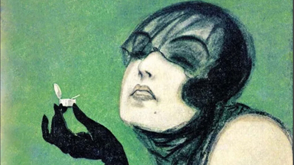 Painting of a woman with cocaine snuffbox for Cocaine, Literature and Culture project