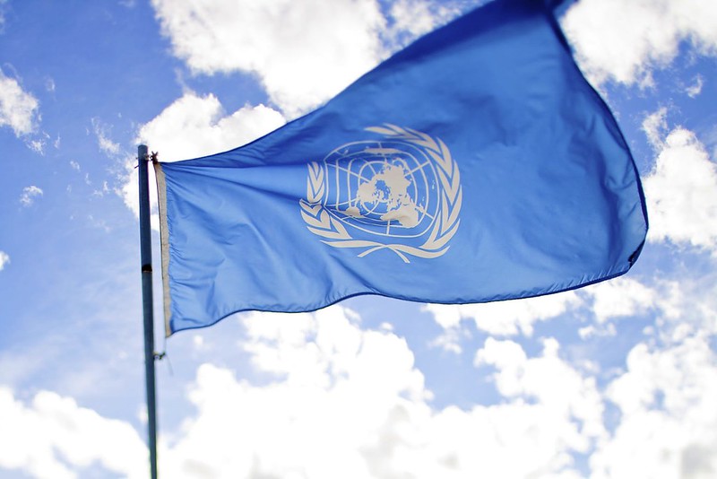 United Nations flag.