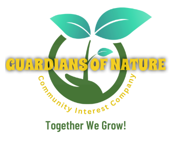 Guardians of Nature logo, green leaf held by a green hand