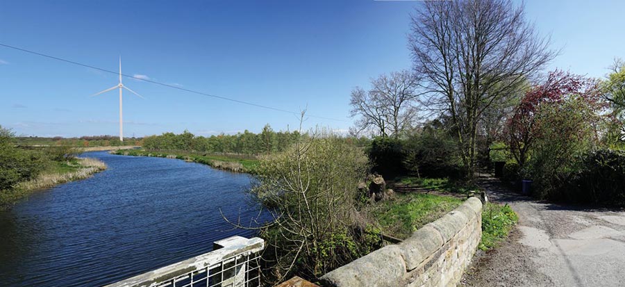 Artist’s impression of the proposed wind turbine at Strand Bridge, Sollom