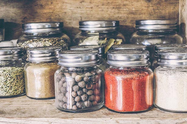 Jars for storage filled with spices - pic from Climate Challenge UK