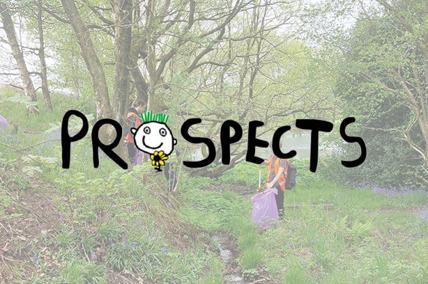 Prospects logo with litter pickers in the background