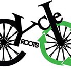Cycle Roots logo, word 'cycle' and 'roots' as part of a bike