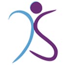 Dance Syndrome logo, blue 'd' and a purple 's' dancing on a white background