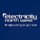Electricity North West logo, white text on a dark blue background