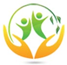 Greater Manchester Environmental Education Network logo, hands holding a sphere and 2 people