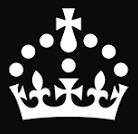 Gov UK logo, white crown on a black background