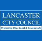 Lancaster City Council logo, white text on a blue background