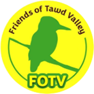 Tawd Vale logo, green kingfisher and text on a yellow background