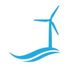 Morecambe Offshore Windfarm Ltd logo, blue wave and wind turbine