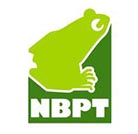 North Blackpool Pond Trail logo, white text with a green frog and dark green background