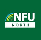 National Farmers Union (NFU North) logo, white text on a dark green background with a rainbow to the left