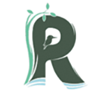 Ribble Rivers Trust logo, green 'R' on water with a bird sitting on it wrapped around by vines