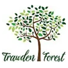 Trawden Forest Community Centre, Library & Shop logo, tree illustration with text either side of trunk