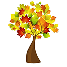 Trees for Burnley logo, illustration of a tree in autumn colours