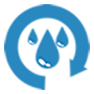 Whalley Community Hydro logo, blue circled arrow with three drops of water inside