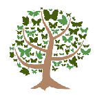 Clifton Homecare Ltd logo, tree illustration with green butterflies for leaves