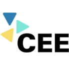 Centre for Energy Equality logo, black text with 3 triangles in blue, aqua and yellow