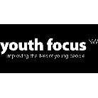 Youth Focus North West logo, white text on a black background