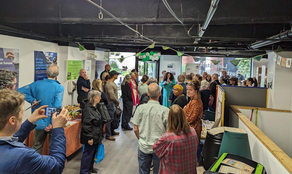 Lancaster Sustainability Hub Team first group gathering inside the office space.