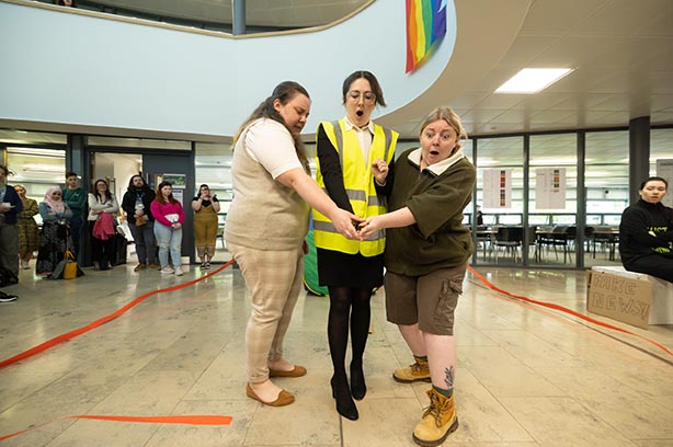 Tenderfoot Theatre company at the Lancashire Community Climate Action Forum, 17 May 2023. Pic copyright Phil Tragen 2022
