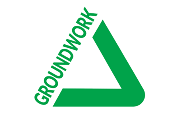 Green 'V' and green text 'groundwork' on a white background