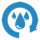 Whalley Community Hydro logo, blue circled arrow with three drops of water inside