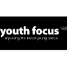 Youth Focus North West logo, white text on a black background