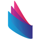 West Lancashire College logo, 3 coloured flags joined as one