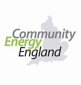 Community Energy England logo, info graphic, England in grey behind the text