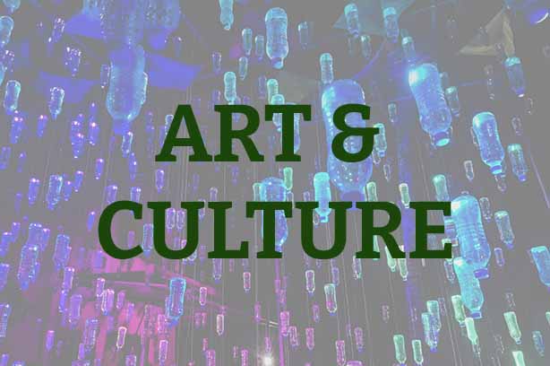 Photo by Don Kaveen on Unsplash, rain of Water Bottles Re-use of lastic bottles as a material for art installations