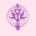 Jessica of the Ways logo, purple and lilac lotus/hindu imagery