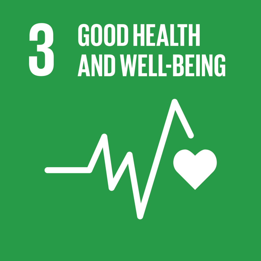 SDG3 - Health green and white infographic and electric heart beat
