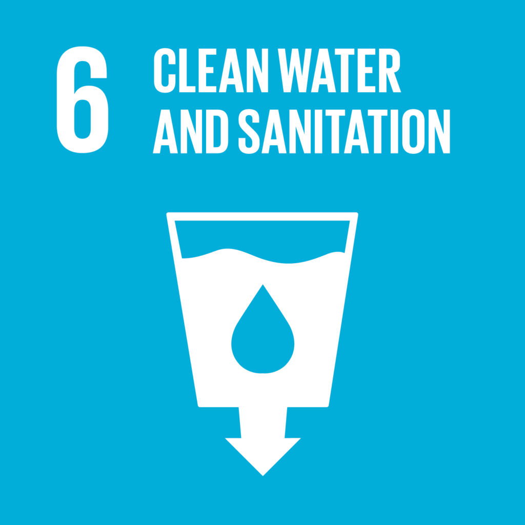 SDG6 - Water blue and white infographic with a water bucket