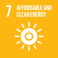 SDG7 - Energy yellow and white infographic with a restart button and a sun entwined