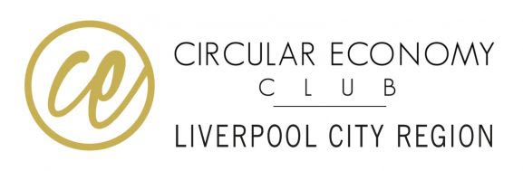 Circular Economy Club logo, black text, letters 'CE' in a gold circle