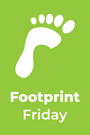 Foot print Friday text, info graphic foot with a green background