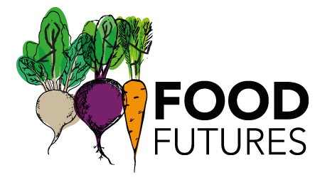 Food Futures logo, 3 root vegetables next to the words 'food futures'.