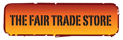 The Fair Trade Store logo, black text on a red - yellow gradient background