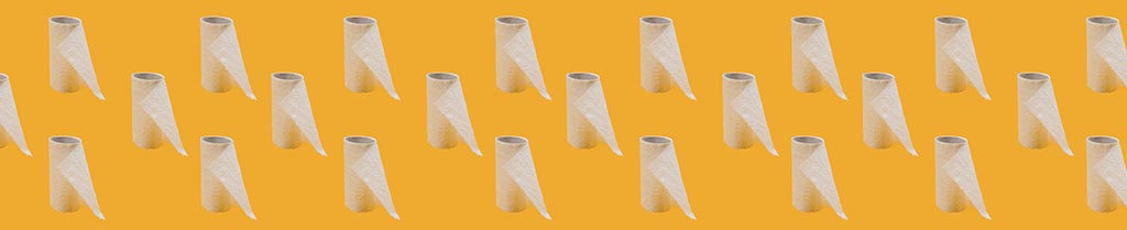 Photo by visuals on Unsplash, used toilet paper rolls on a yellow background