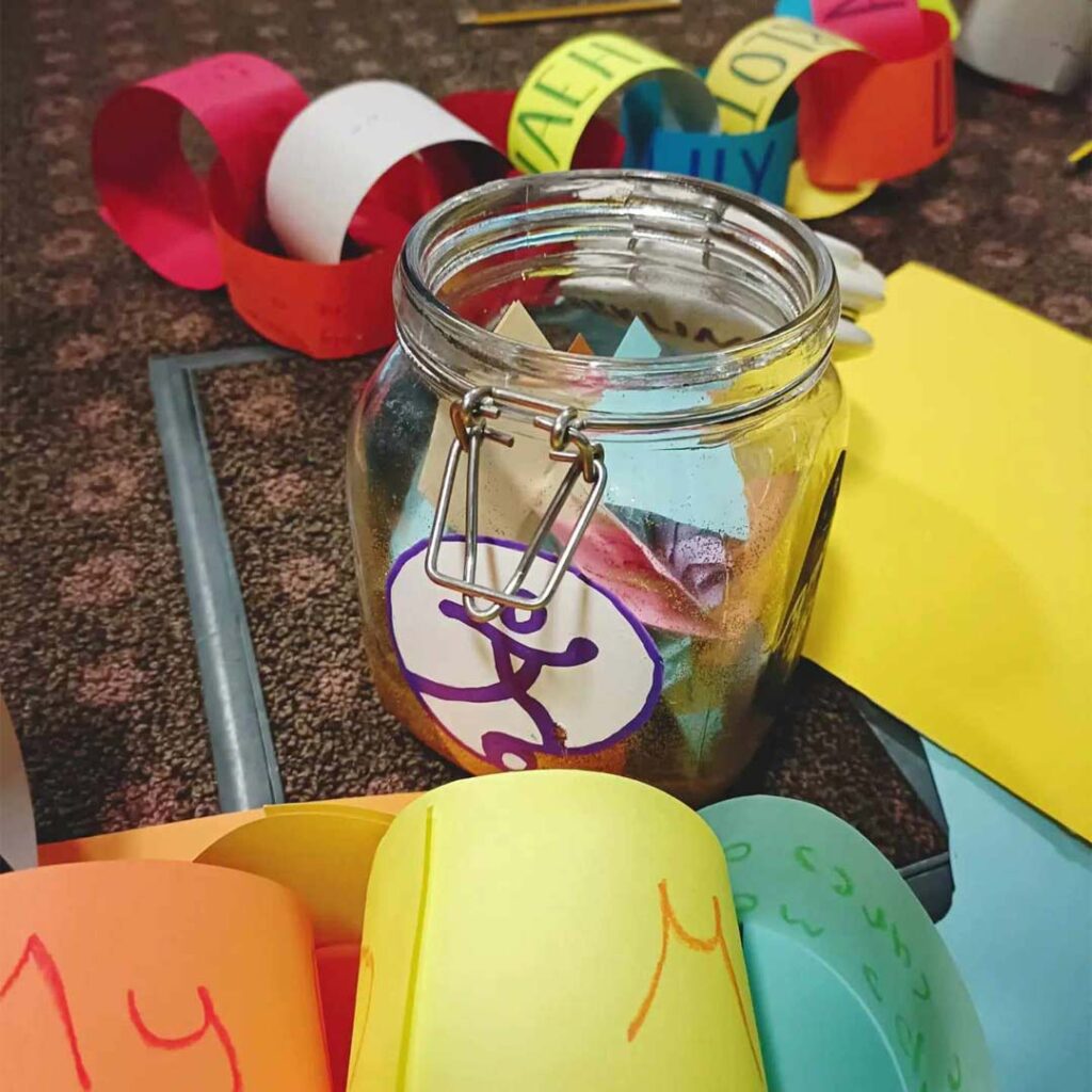 Paper trains created by students and Tackling the Blues mentor, Lucy Kelly.